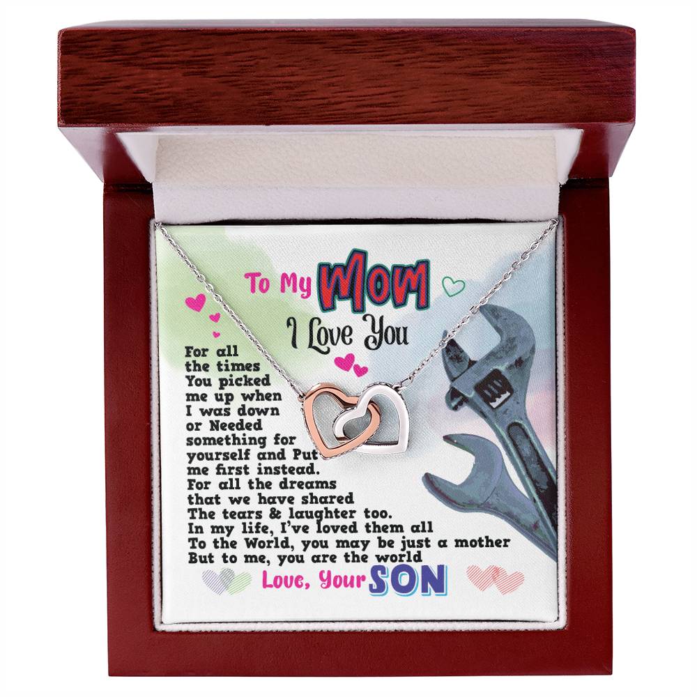 Gift For Mom- Interlocking Heart Necklace Interlocking Hearts Necklace