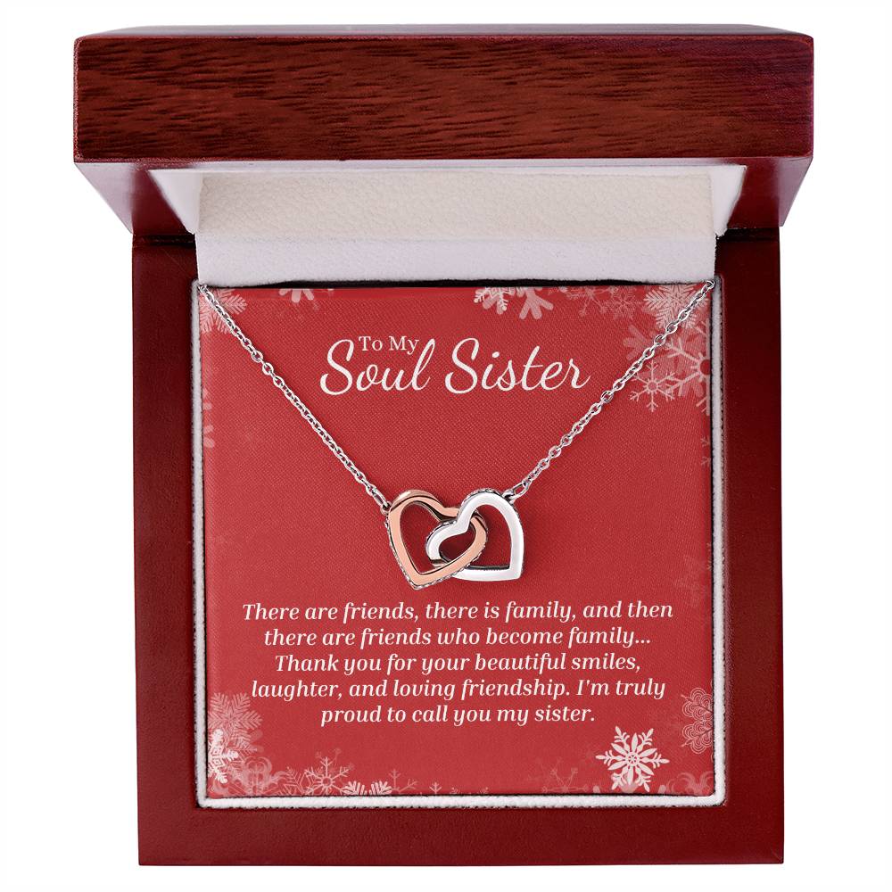 There Are Friends Who Become Family - Interlocking Hearts Necklace For Soul Sister