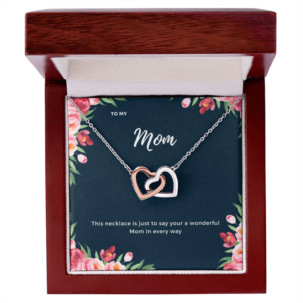 To My Mom Interlocking Necklace Floral Interlocking Hearts Necklace