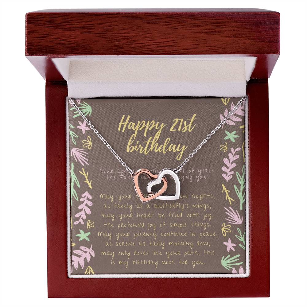 Happy 21St Birthday Necklace 21St Birthday Gift For Her 21St Birthday Gift For Women 21St Birthday Gift Necklace Happy 21St Birthday Friend 21St Birthday Gift 21 Interlocking Hearts Necklace