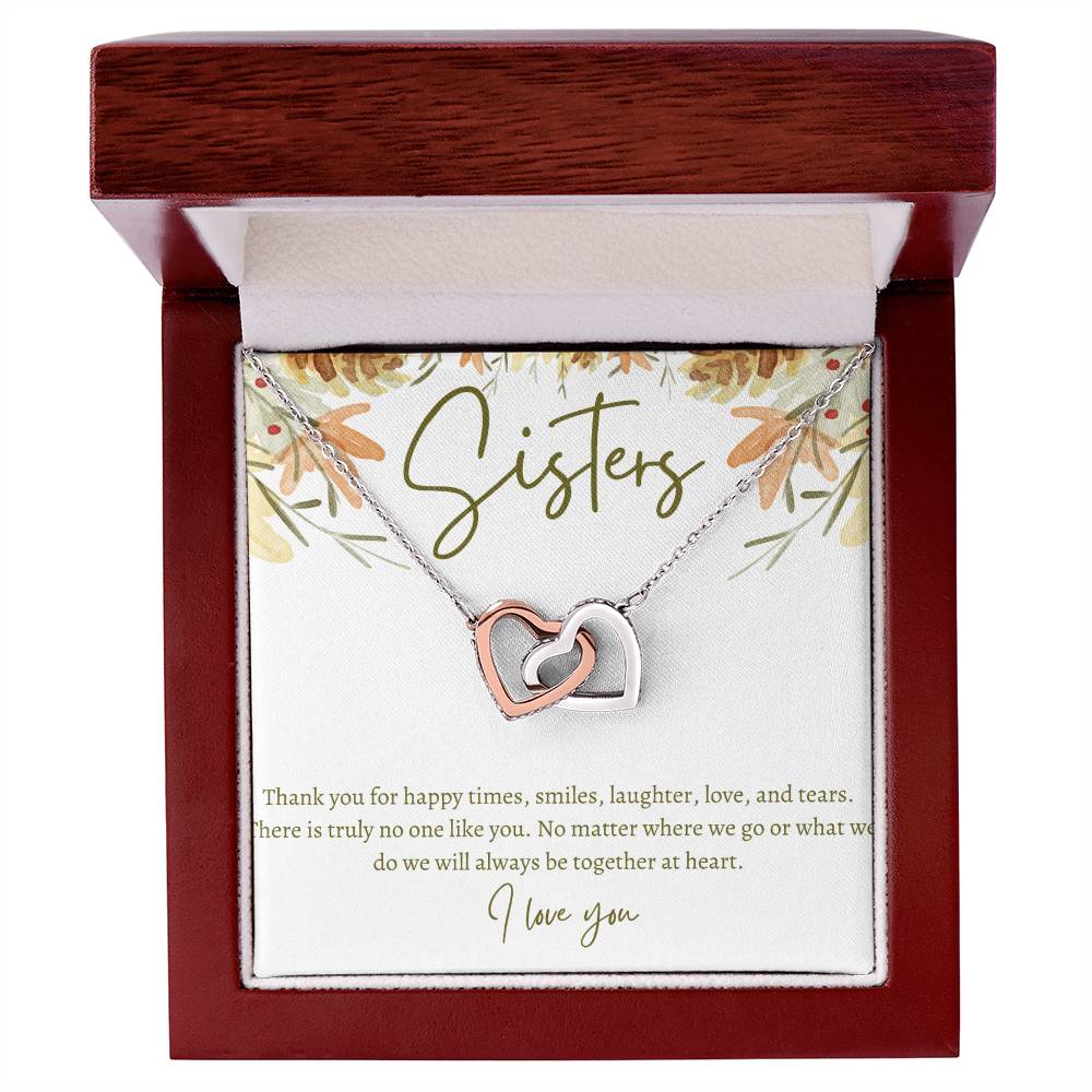Sisters Necklace Gift For Sister Birthday Gift Sister Jewelry Big Sister Jewelry Little Sister Thoughtful Gift Message Card Interlocking Hearts Necklace