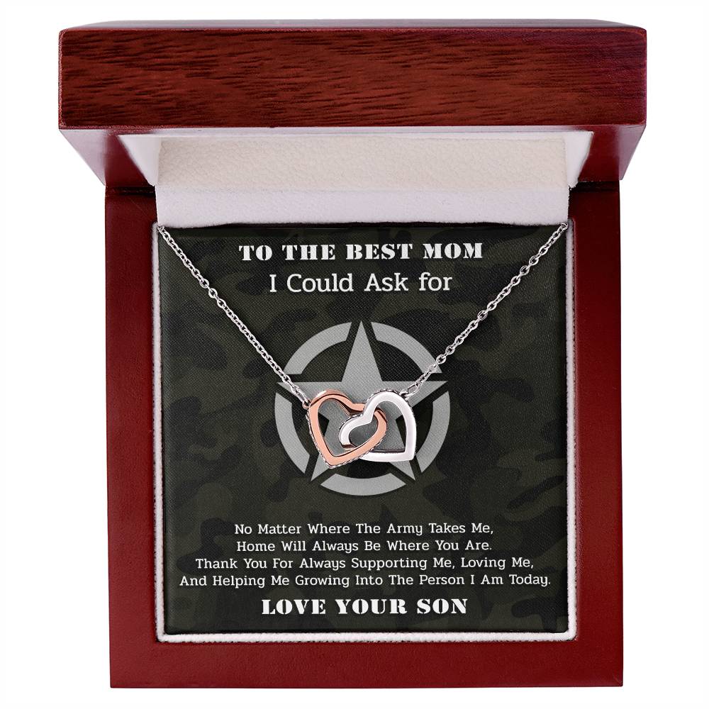 The Best Army Mom - Interlocked Necklace Interlocking Hearts Necklace