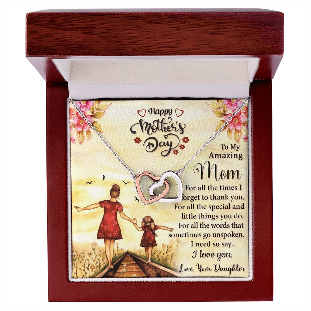 Happy Mother'S Day 2021 - Mother'S Day Gift 2021 - Necklace Gift From Mom Interlocking Hearts Necklace
