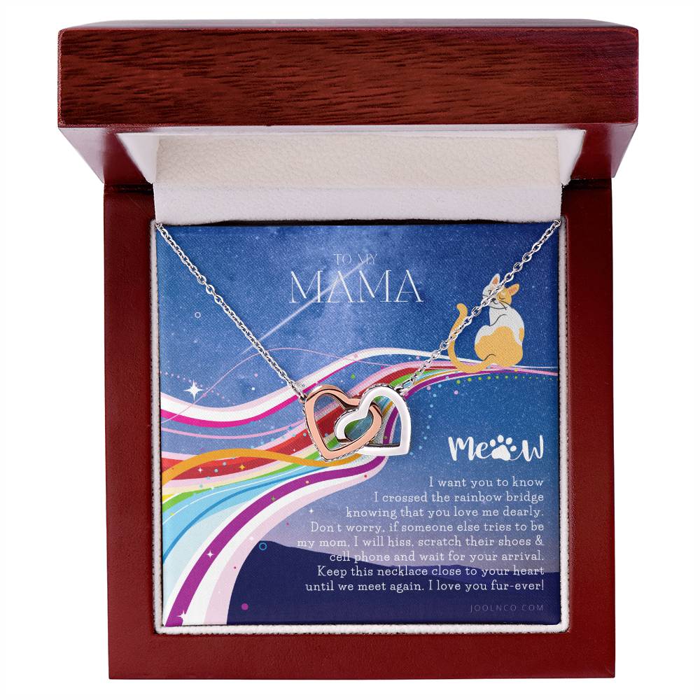 To My Cat Mama Cat Loss Gifts Rainbow Bridge Cat Pet Sympathy Gift Cat Loss Necklace Until We Meet Again Necklace Loss Of Cat Memorial Necklace Interlocking Hearts Necklace