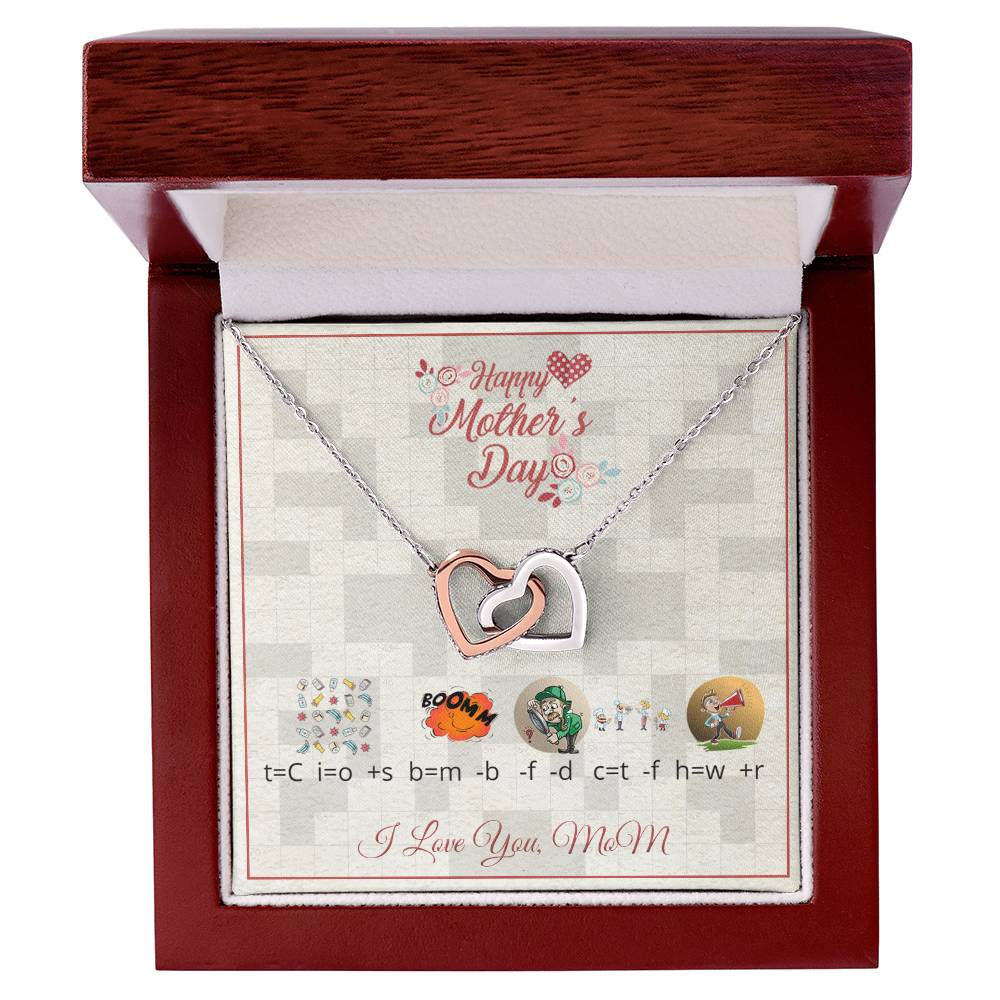 Interlocking Heart Necklace For Mom With Riddle Message Card Interlocking Hearts Necklace
