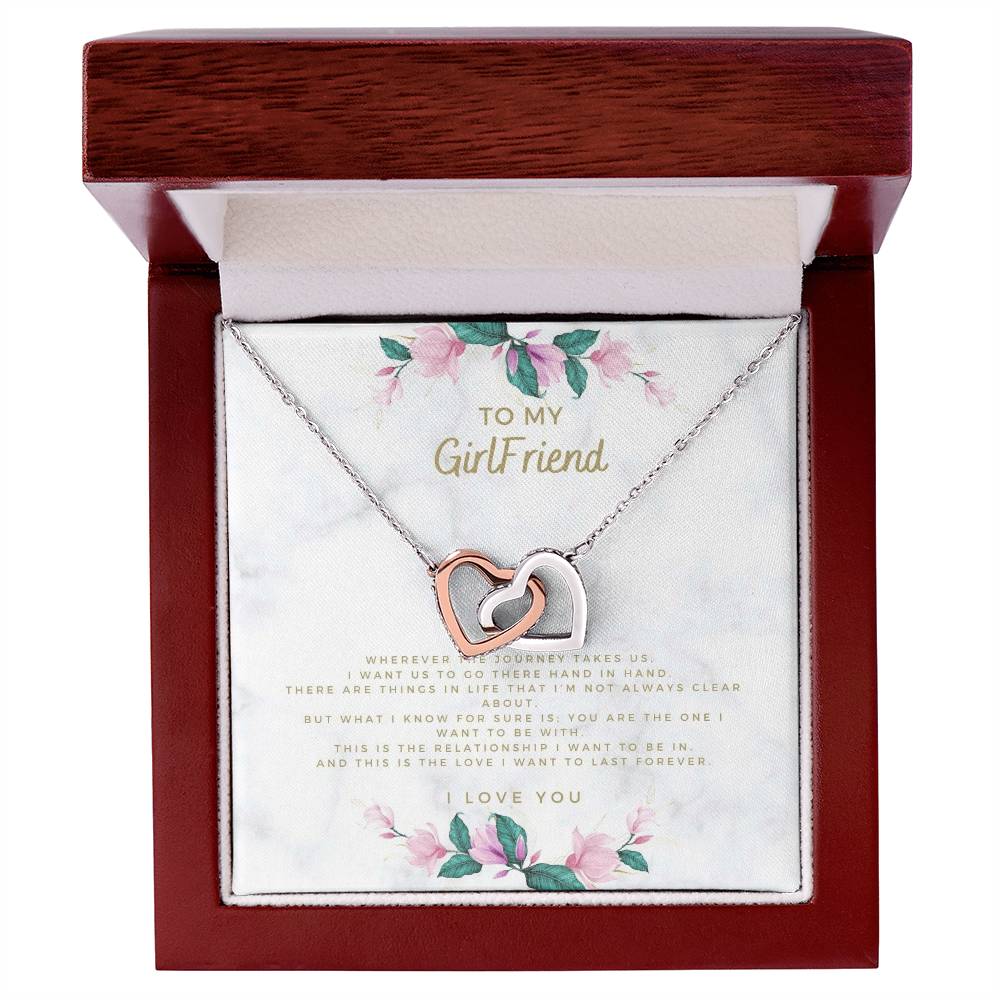 To My Girlfriend Gift From Boyfriend For Valentine Day Interlocking Hearts Necklace