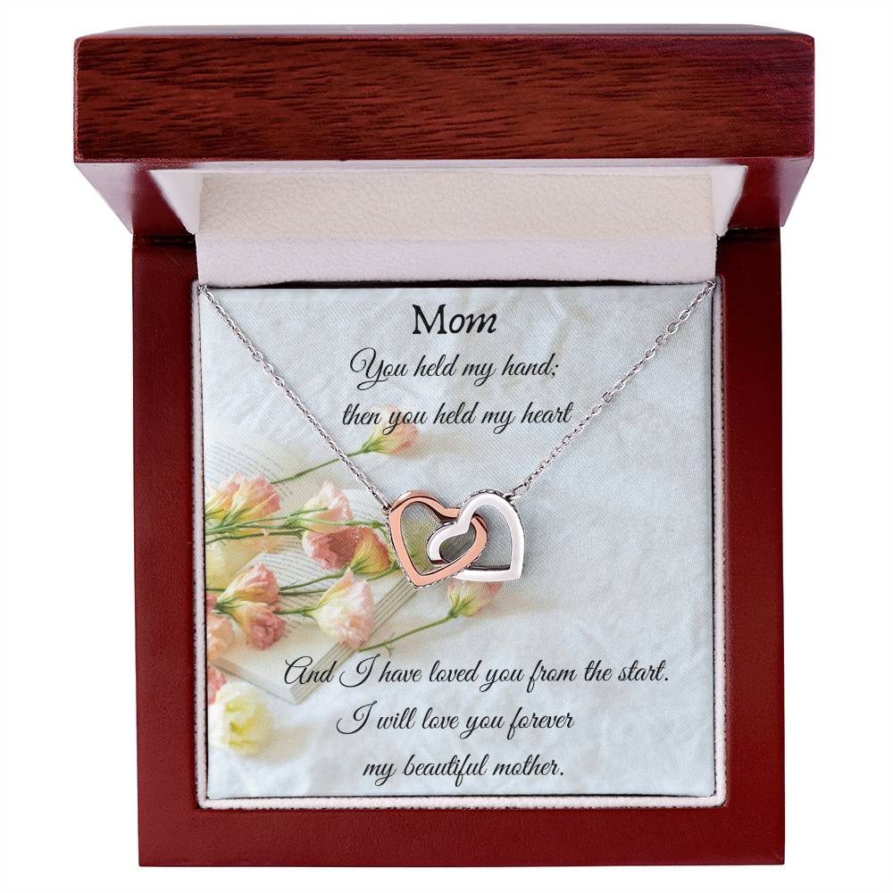 Gift For Mom - Interlocking Heart Necklace With Cubic Zirconia Interlocking Hearts Necklace