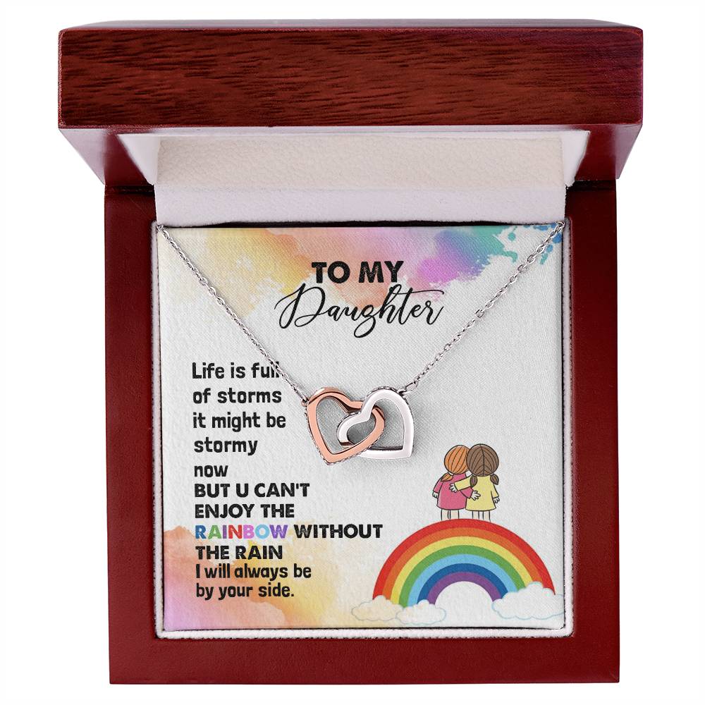 To My Daughter Necklace From Mother Life Is Full Of Storm Interlocking Hearts Necklace