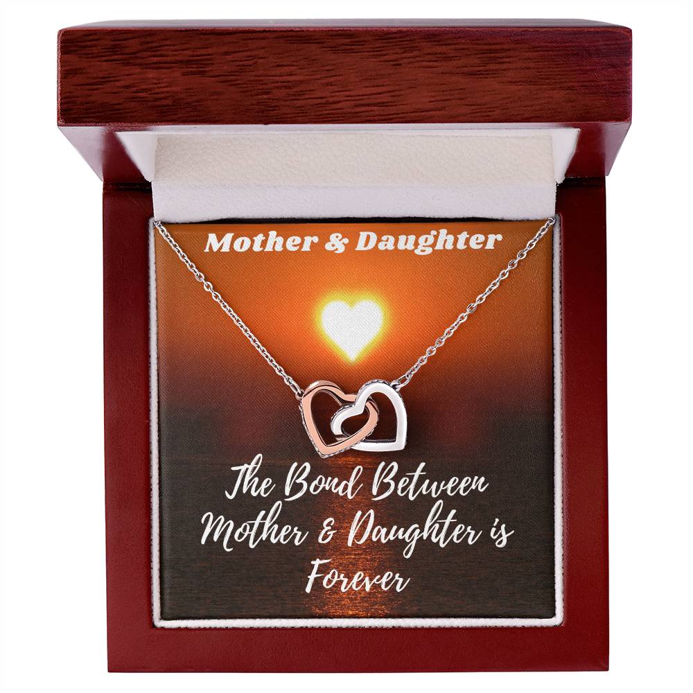 Mother & Daughter Necklace - The Bond Is Forever Interlocking Hearts Necklace