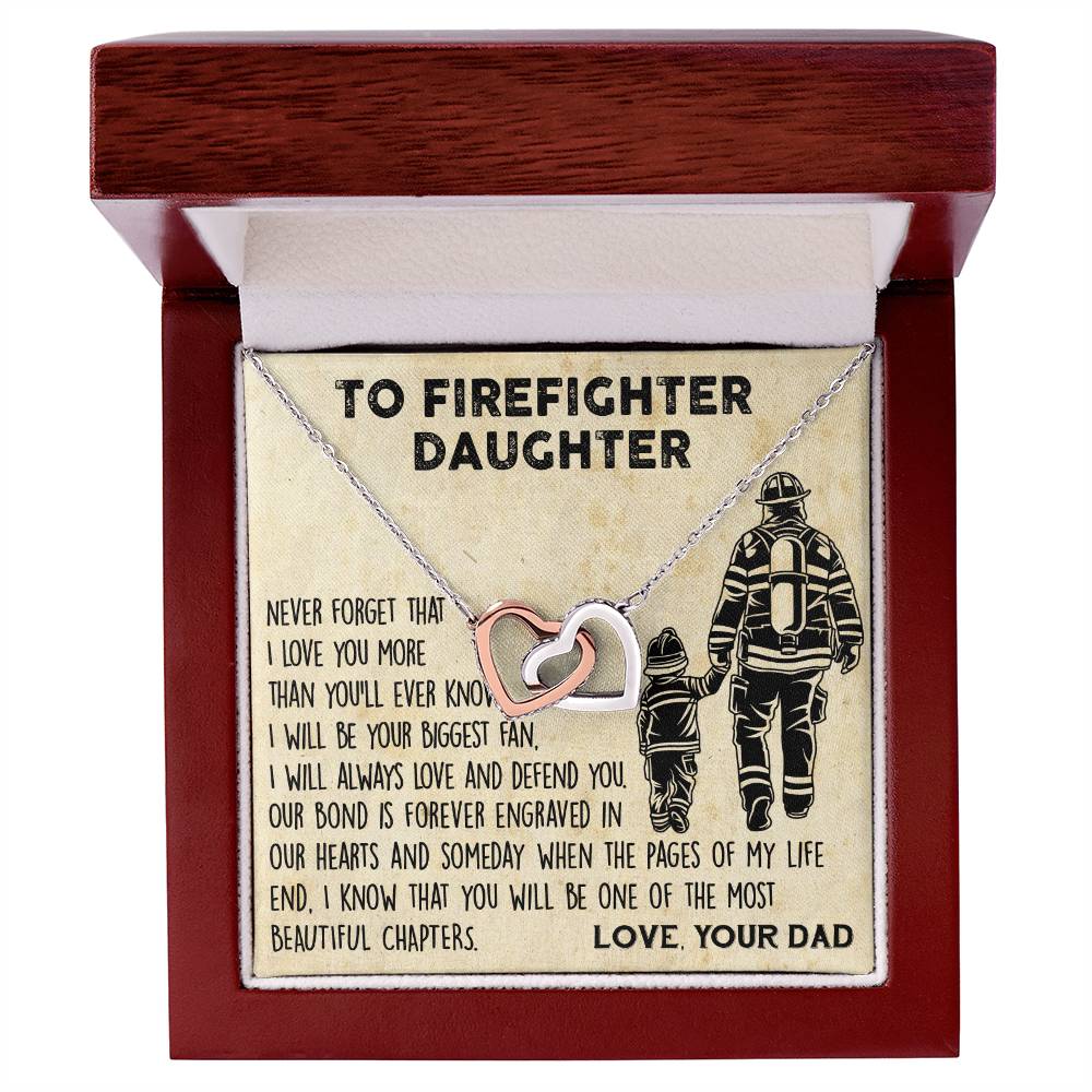 Firefighter Daughter Gift To Firefighter Daughter Gift From Dad Firefighter Daughter Necklace Interlocking Hearts Necklace
