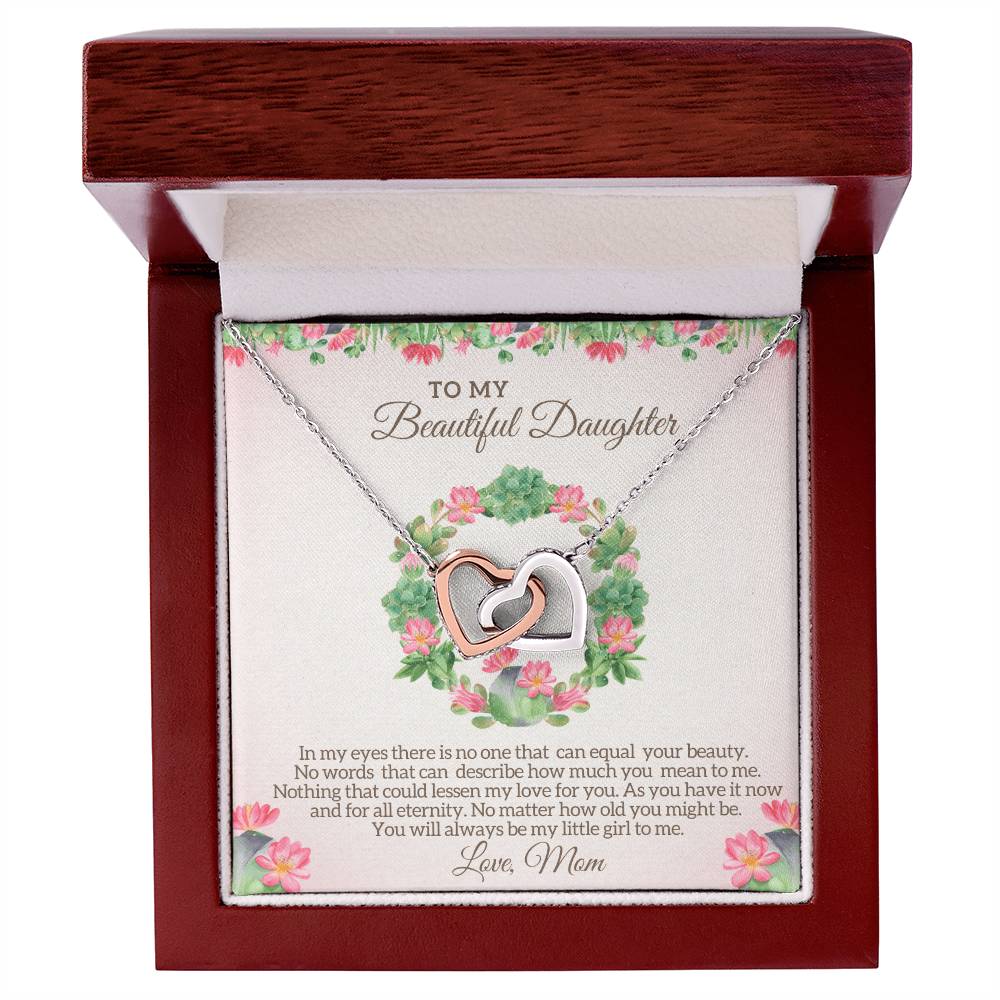 To My Beautiful Daughter - My Little Girl To Me Interlocking Hearts Necklace
