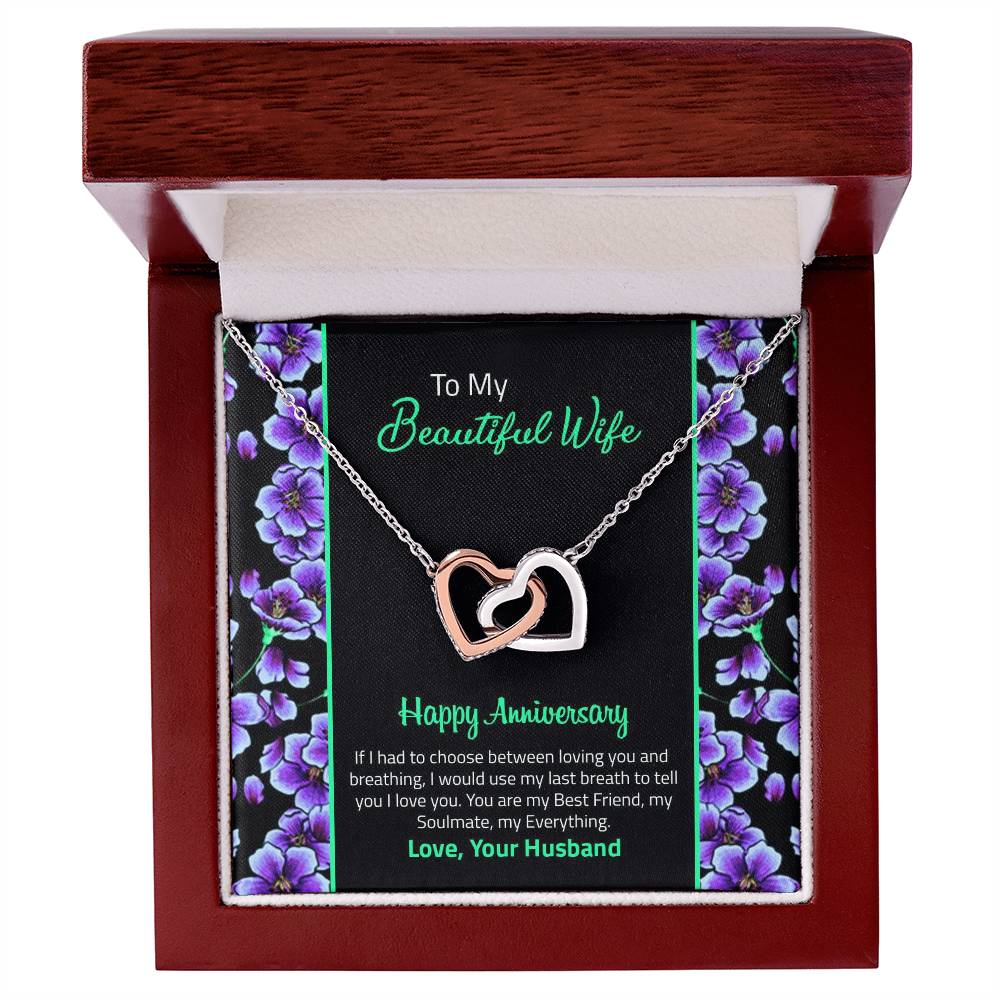 Happy Anniversary Interlocking Hearts Necklace