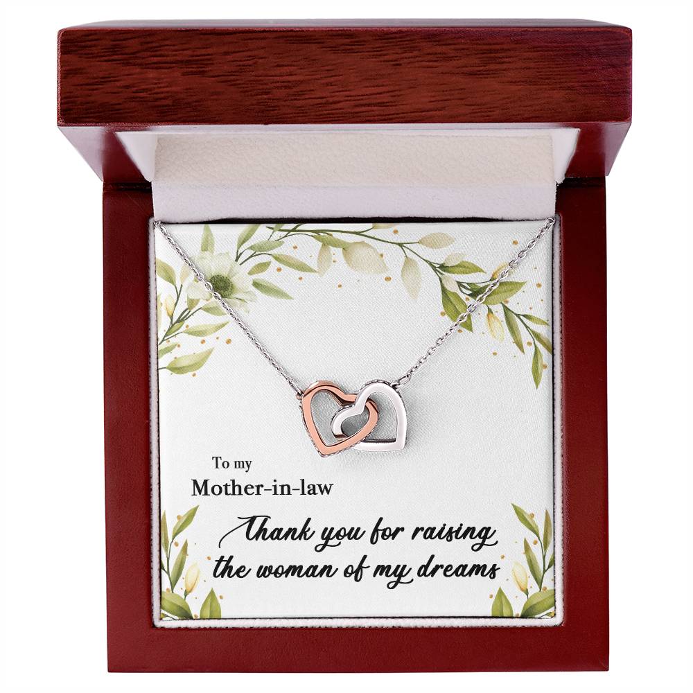 To My Mother In Law - Thank You For Raising The Woman Of My Dreams Interlocking Hearts Necklace