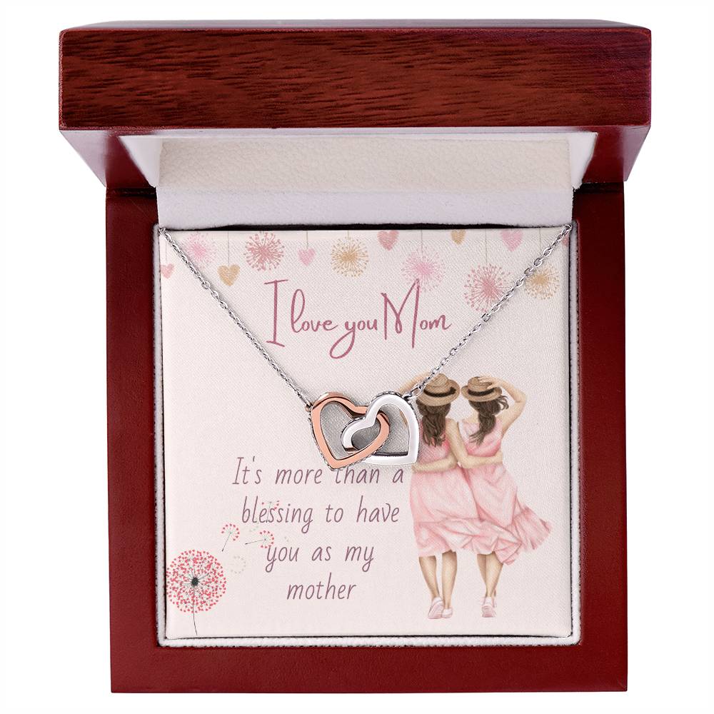 I Love You Mom Necklace Mom Necklace Mom Birthday Gift Mothers Necklace Gift Interlocking Hearts Necklace