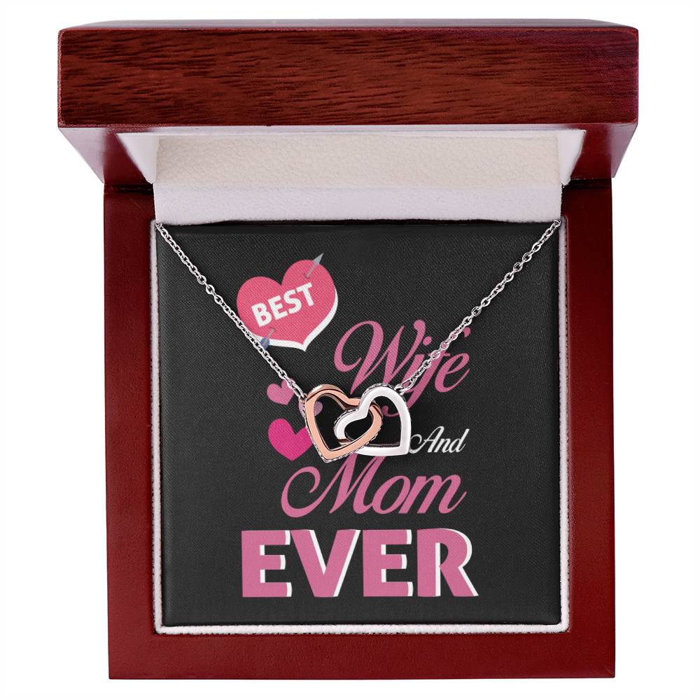 Best Wife And Mom Ever Interlocking Hearts Necklace