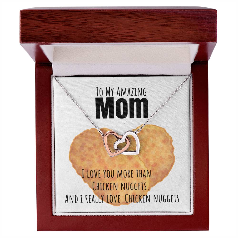I Love You More Than Chicken Nuggets Interlocking Hearts Necklace