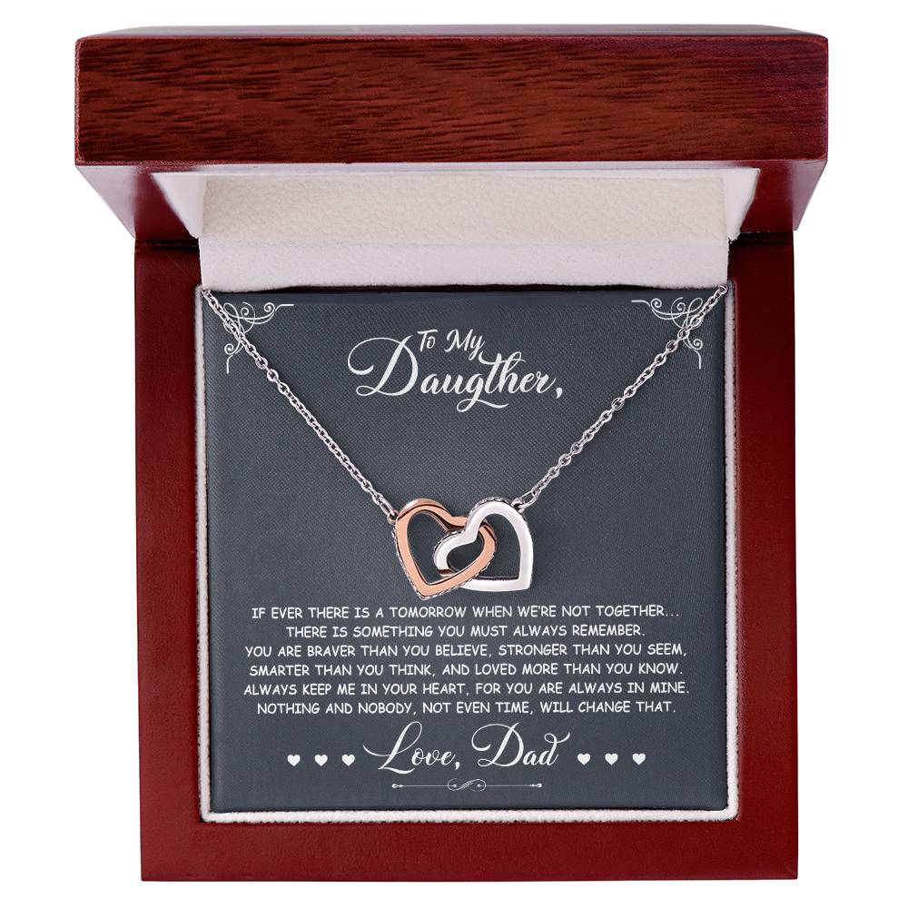 If Ever There Is A Tomorrow - Love Dad - Double Hearts Interlocking Hearts Necklace