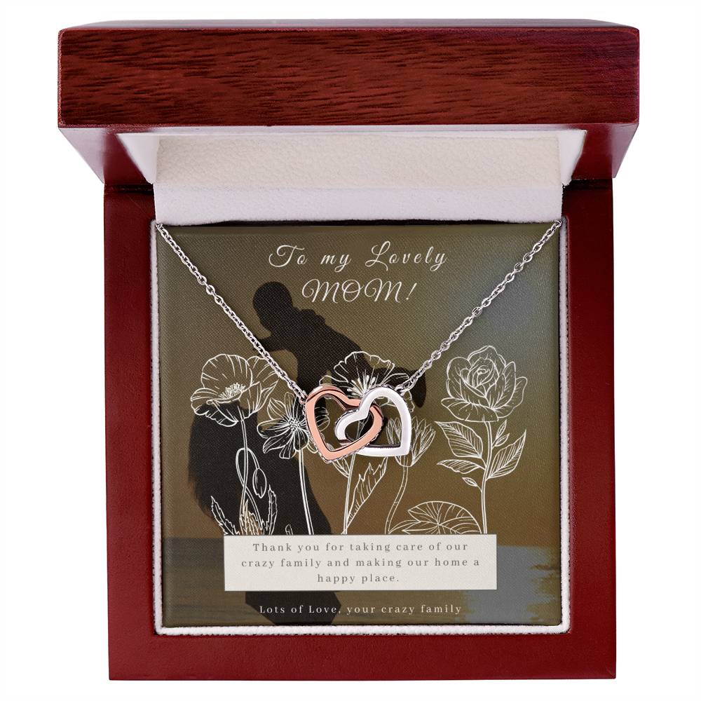 Double Interlocking Hearts Necklace For Mother'S Day