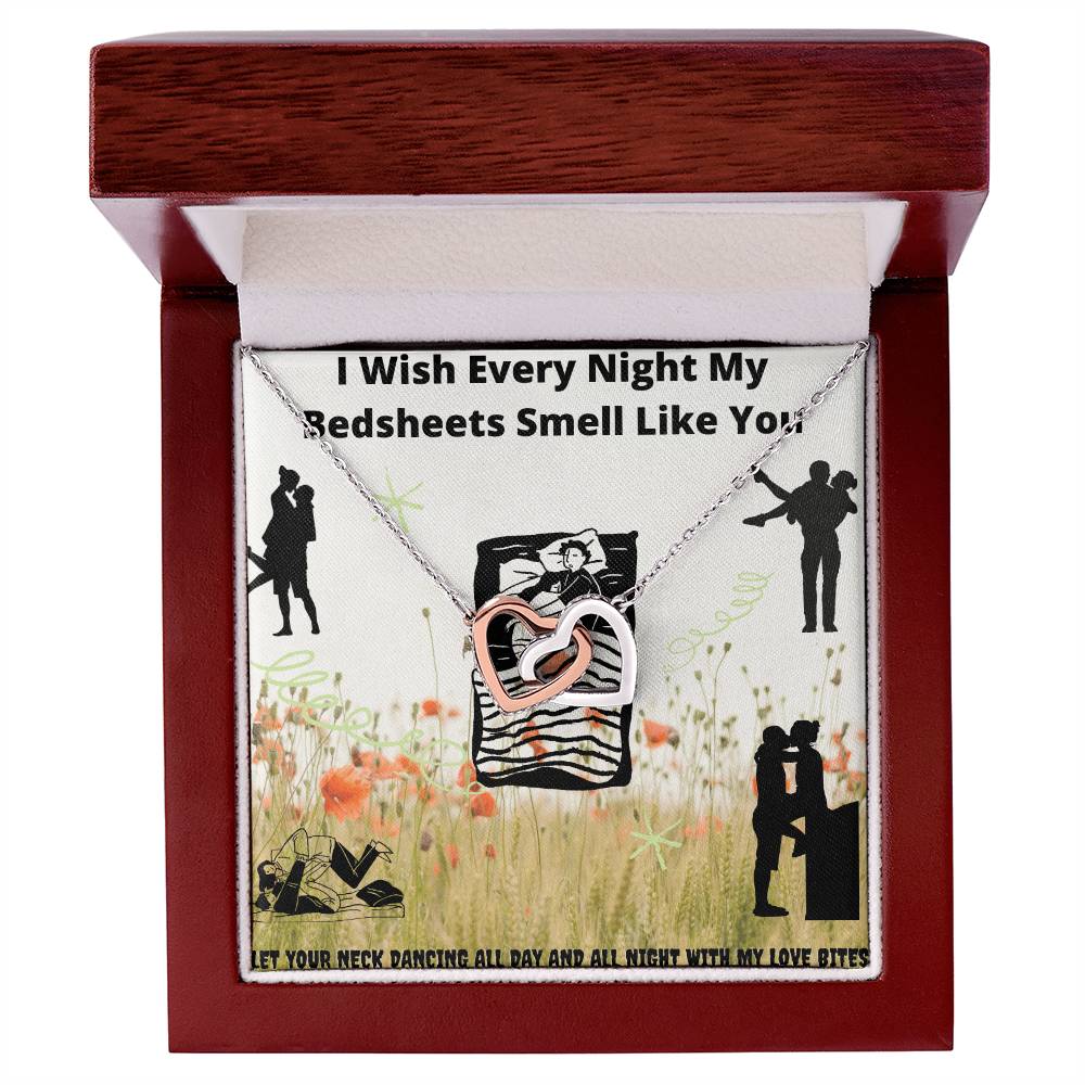 I Wish Every Night My Bedsheets Smell Like You - Gift For Future Wife Interlocking Hearts Necklace