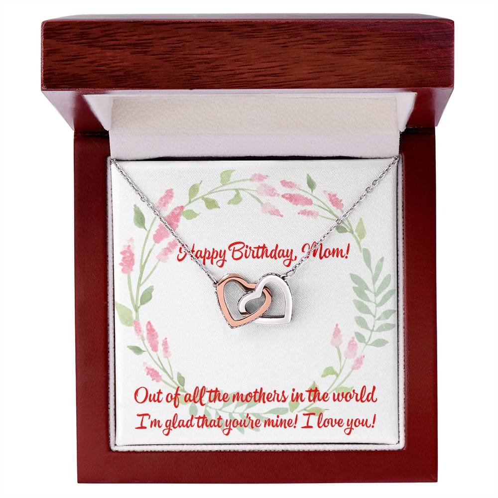 Happy Birthday Two Hearts Necklace For Mom Interlocking Hearts Necklace