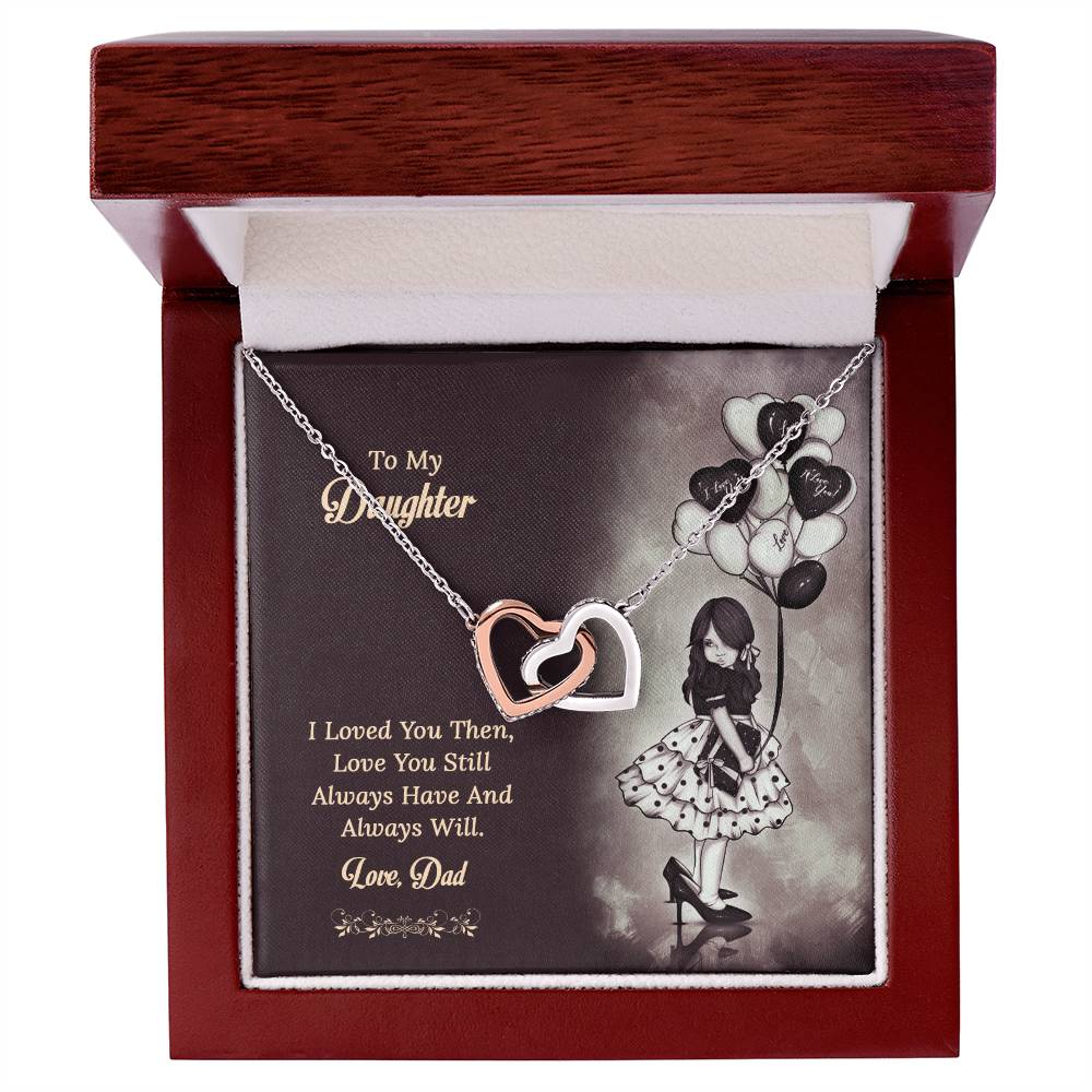 To My Daughter From Dad Interlocking Hearts Necklace