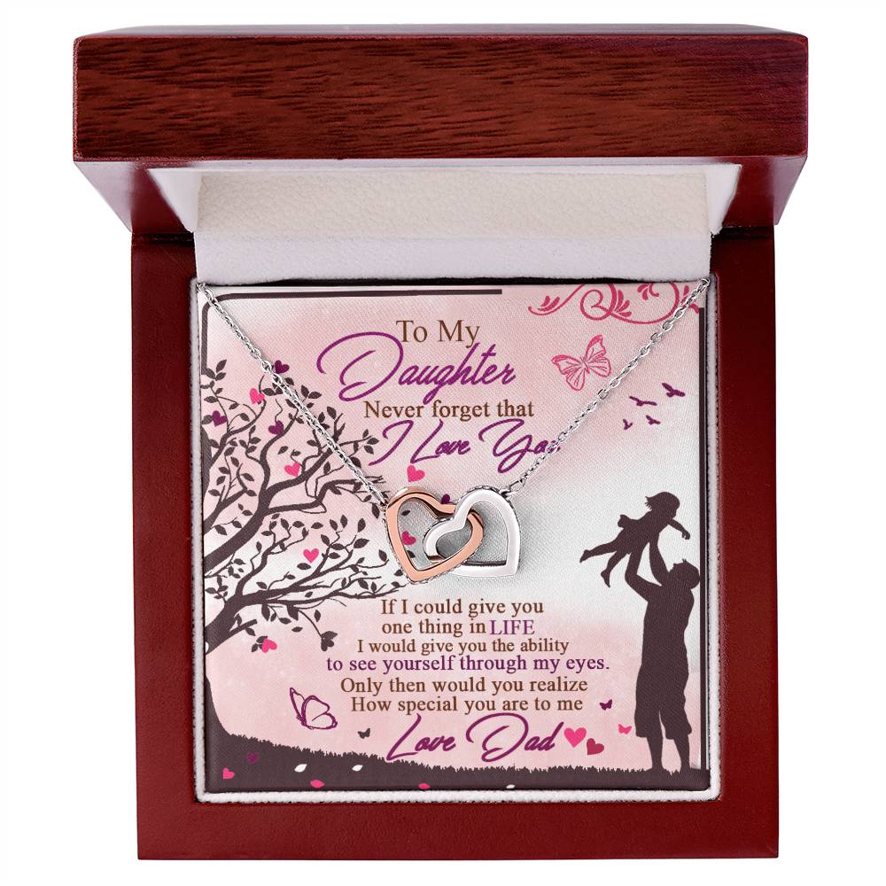 To My Daughter - Never Forget That I Love You - Interlocking Hearts Necklace