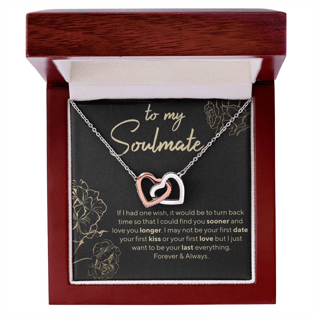 To My Soulmate - I Love You Forever And Always Interlocking Hearts Necklace