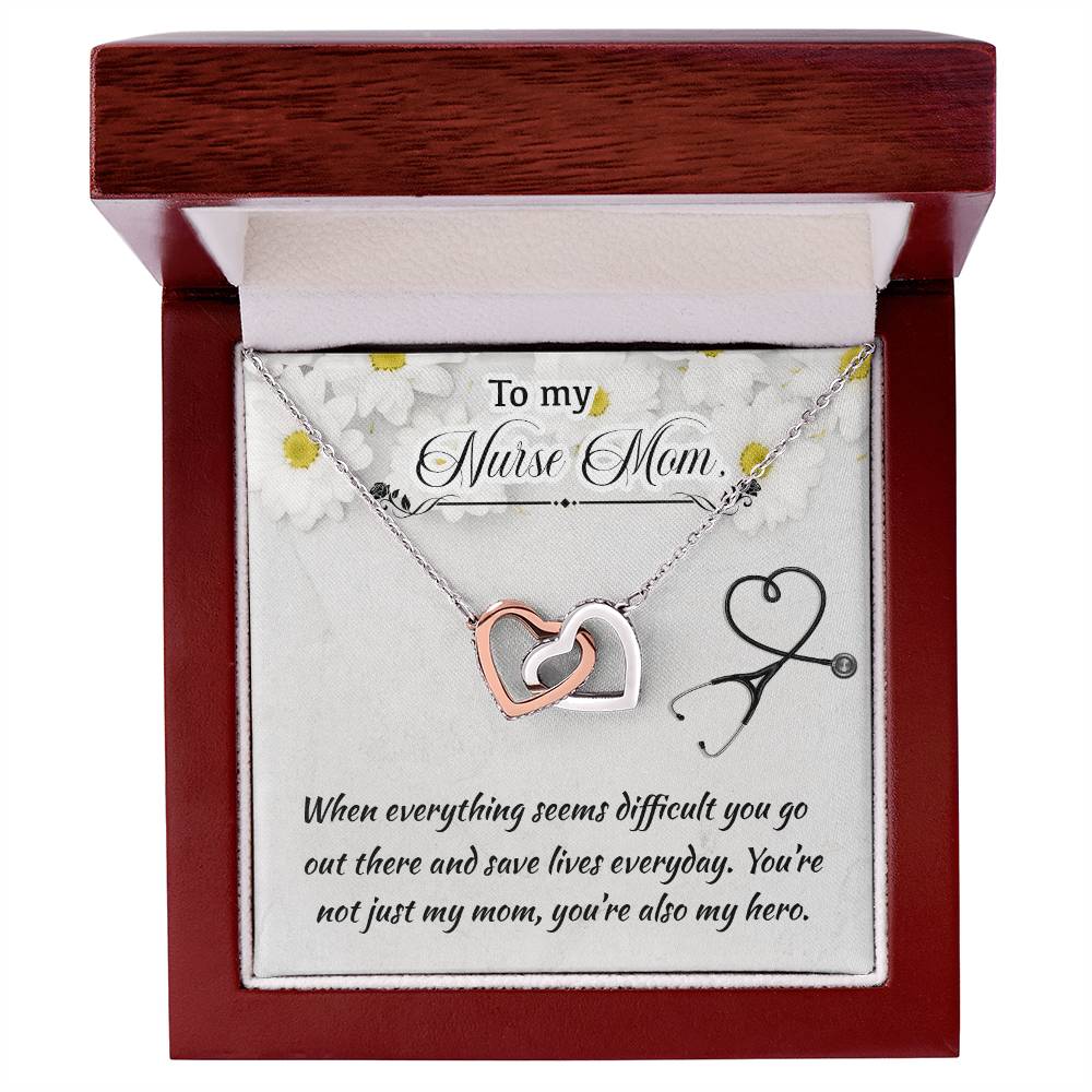 Nurse Mom Mother'S Day Interlocking Hearts Necklace