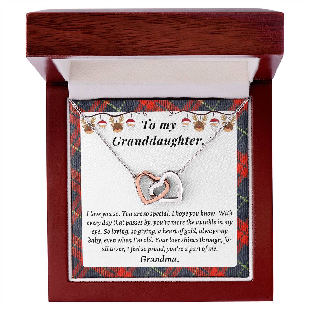 Christmast Gift To Granddaughter - Your Love Shines Through For All To See I Feel So Proud You’Re A Part Of Me. Interlocking Hearts Necklace
