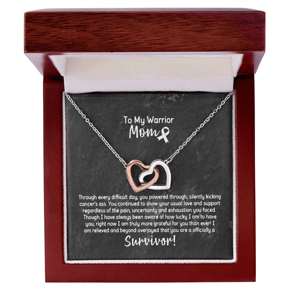 Warrior Mom Survivor Necklace Interlocking Hearts Necklace