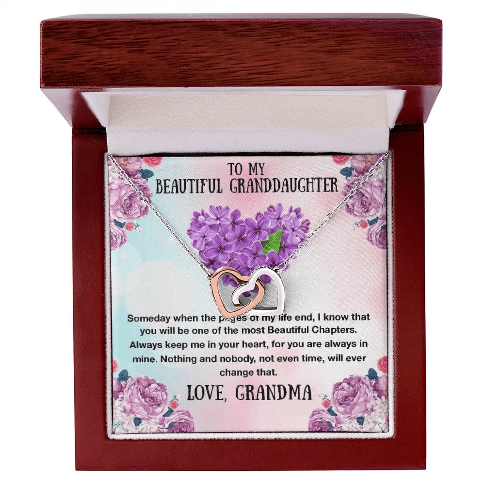To My Granddaughter Necklace - The Most Beautiful Chapters - Gift For Granddaughter Granddaughter Interlocking Hearts Necklace