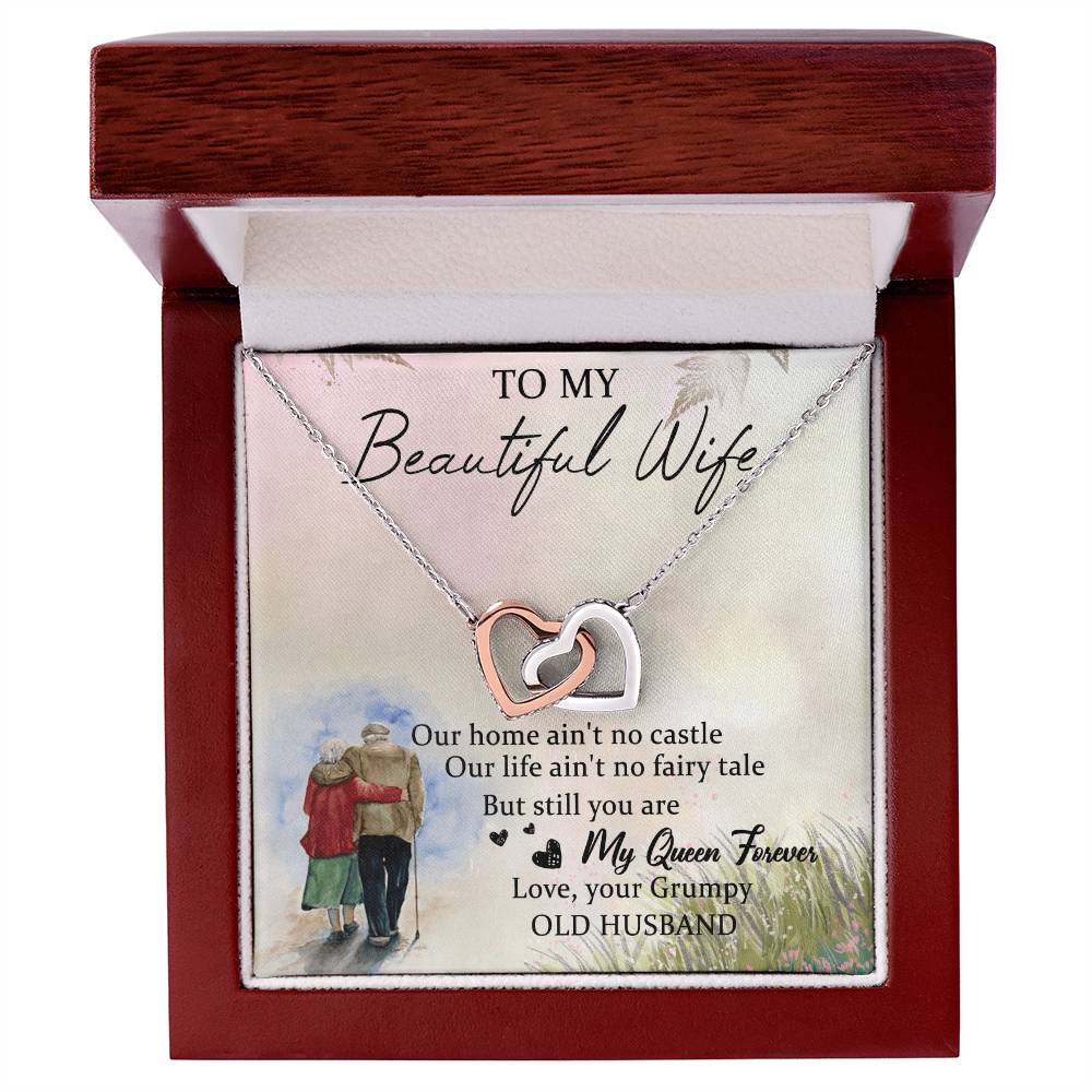 To My Beautiful Wife Interlocking Hearts Necklace Message Card