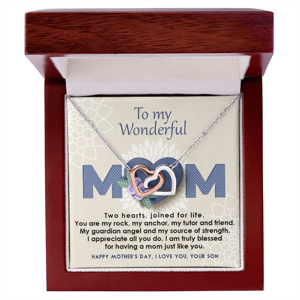 Mother And Son Interlocking Hearts Necklace - Joined For Life
