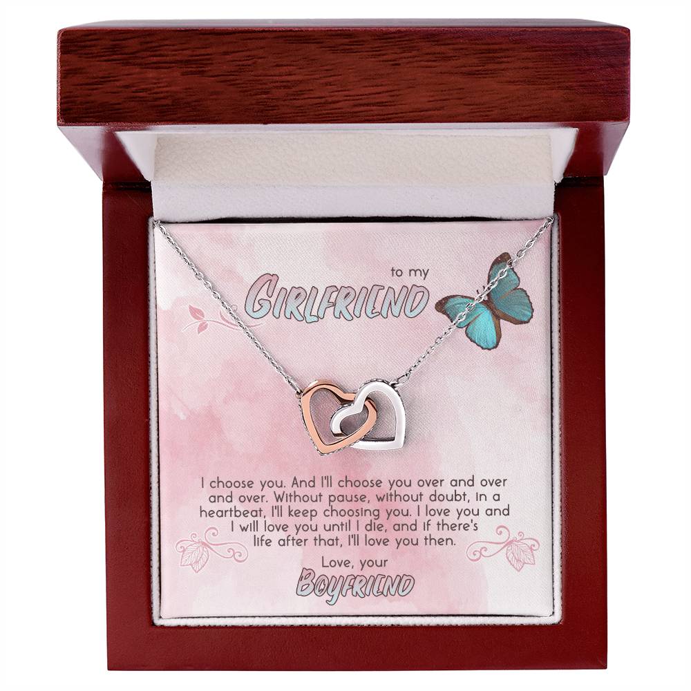 Gift For Girlfriend Interlocking Hearts Necklace