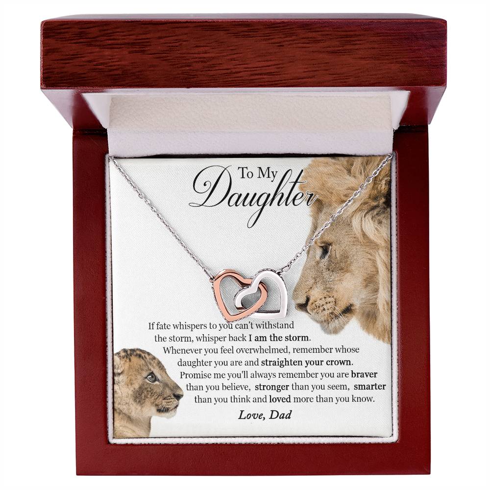 To My Daughter - Always Remember That I Love You Interlocking Hearts Necklace