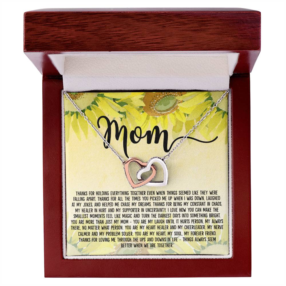 Mom - Things Always Seem Better When We Are Together Interlocking Hearts Necklace