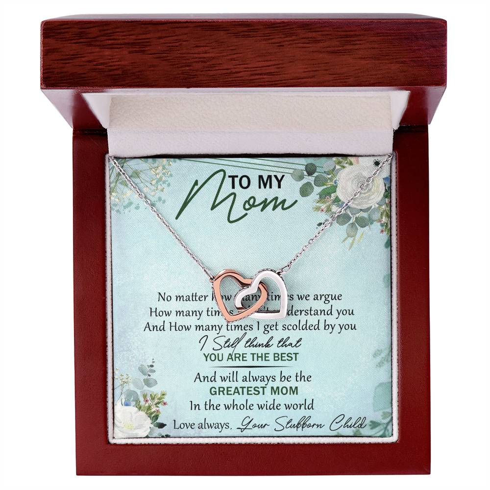 To My Mom Interlocking Hearts Necklace Message Card