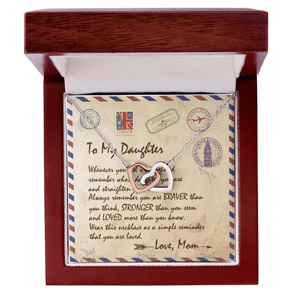 To My Daughter Email Letter Interlocking Heart Necklace Birthday Message Card Interlocking Hearts Necklace