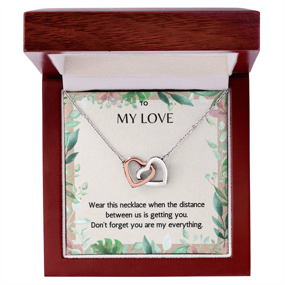 To My Love The Distance Between Us - Connected Hearts Necklace Interlocking Hearts Necklace