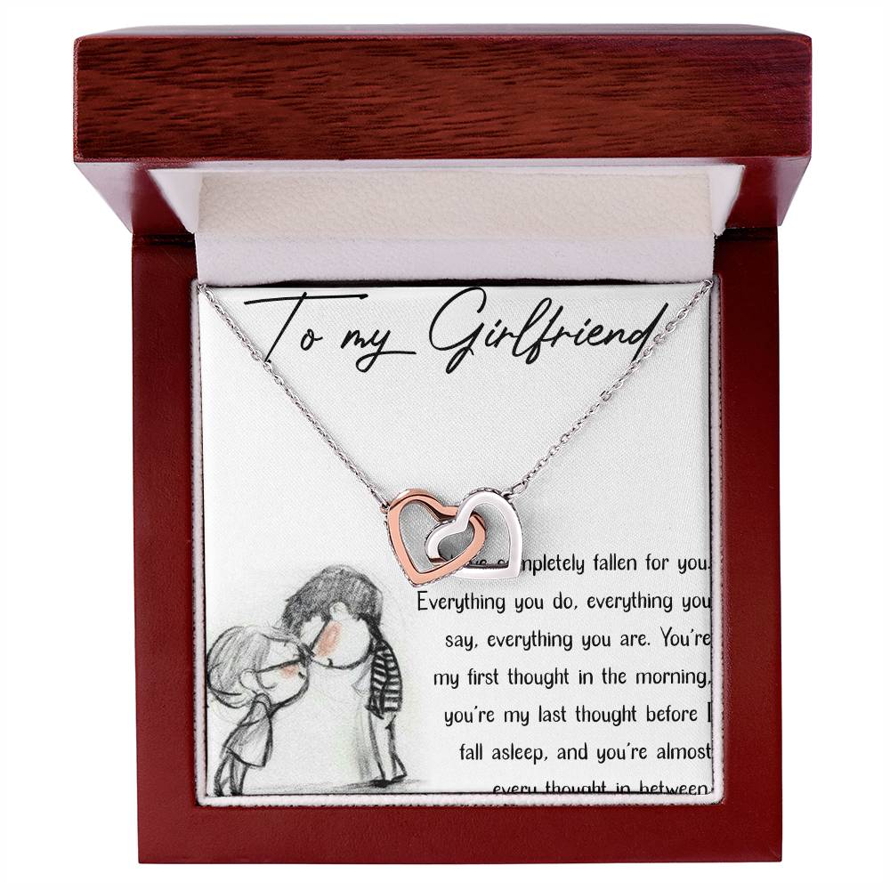 To My Girlfriend Interlocking Hearts Necklace Message Card