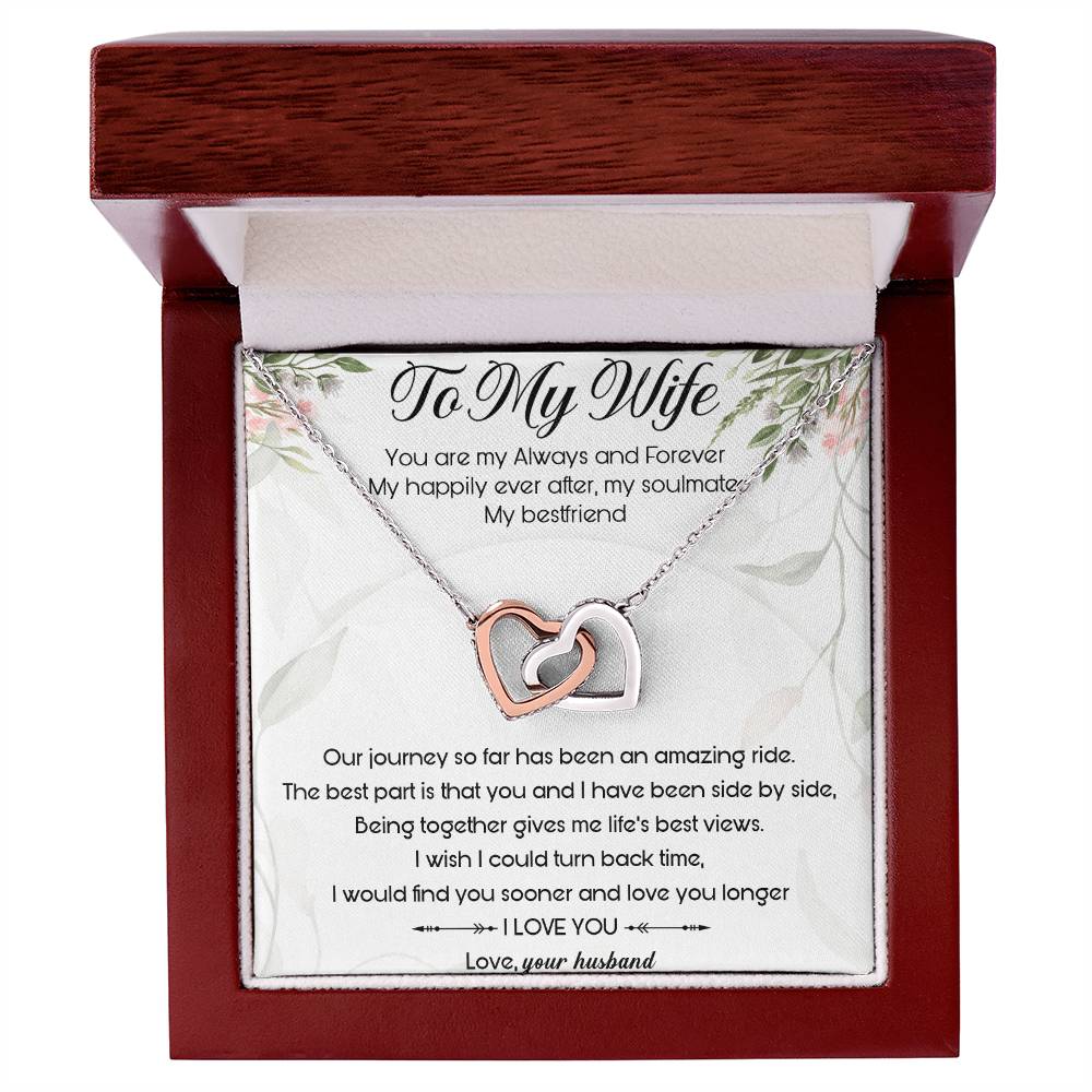 To My Wife Interlocking Hearts Necklace Message Card