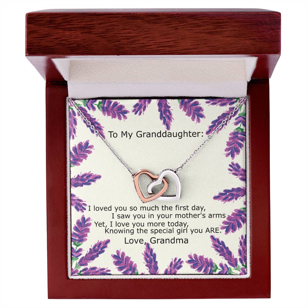 To My Granddaughter - Special Girl You Are Necklace Interlocking Hearts Necklace