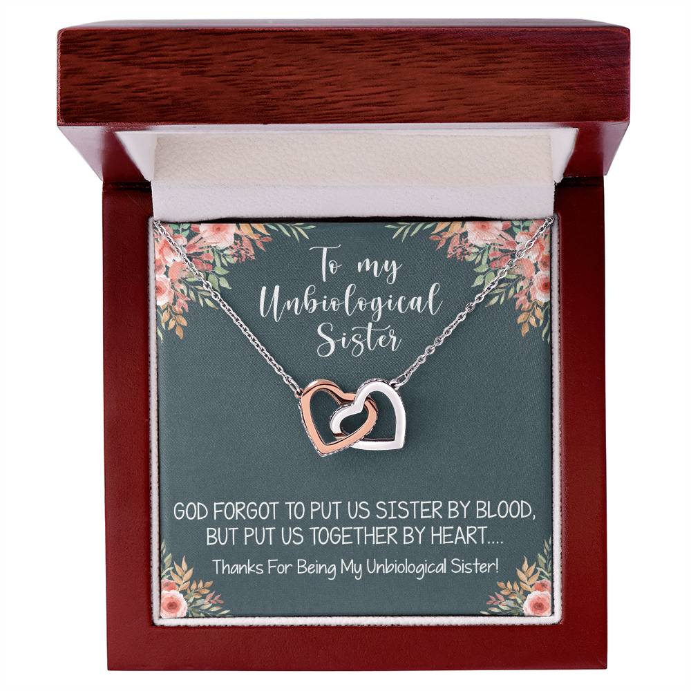 Unbiological Sister Interlocking Hearts Necklace Gift Best Friend Necklace Soul Sister Bridesmaid Gift Bff Gift