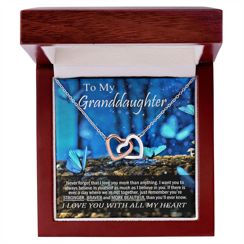 To My Granddaughter - Love You With All My Heart - Necklace Interlocking Hearts Necklace