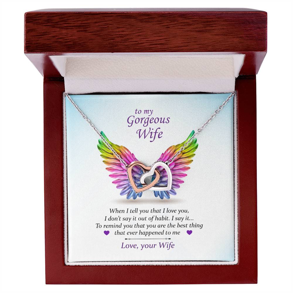 To My Gorgeous Wife ~Pride~ Interlocking Hearts Necklace