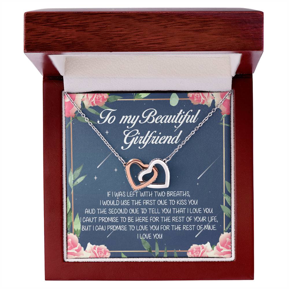 To My Beautiful Girlfriend Interlocking Hearts Necklace