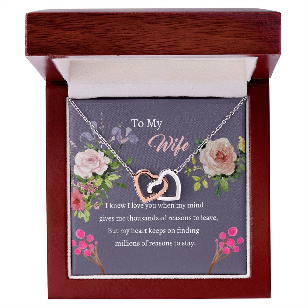 To My Wife - Mind Heart Stay - Necklace Interlocking Hearts Necklace