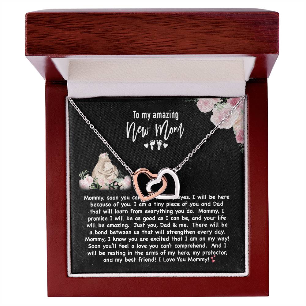 New Mom Double Heart Forever Love Necklace Interlocking Hearts Necklace