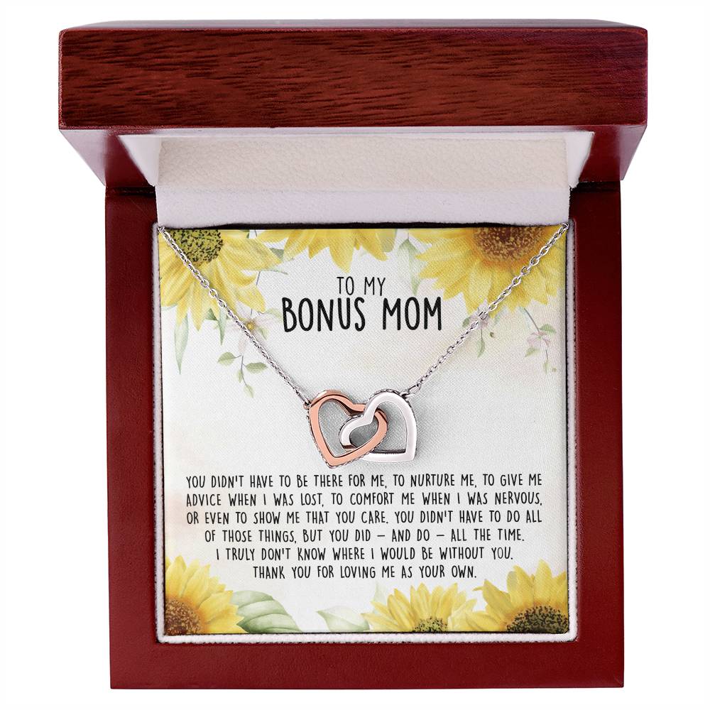 Premium To My Bonus Mom - I Truly Don'T Know Where I Would Be Without You Interlocking Hearts Necklace