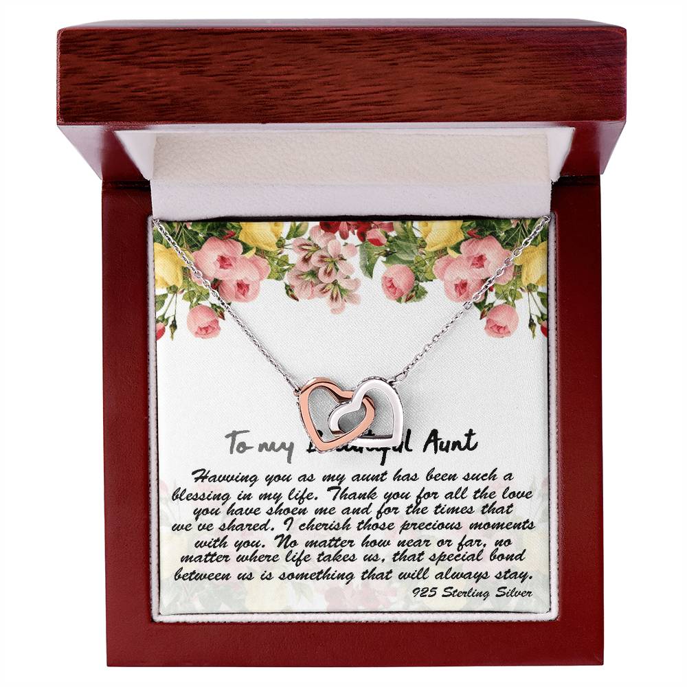 To My Beautiful Aunt Gift Necklace With Thoughtful Card Aunt Necklace Aunt Jewelry Aunt Appreciation Birthday Gift For Aunt Auntie Gift Interlocking Hearts Necklace